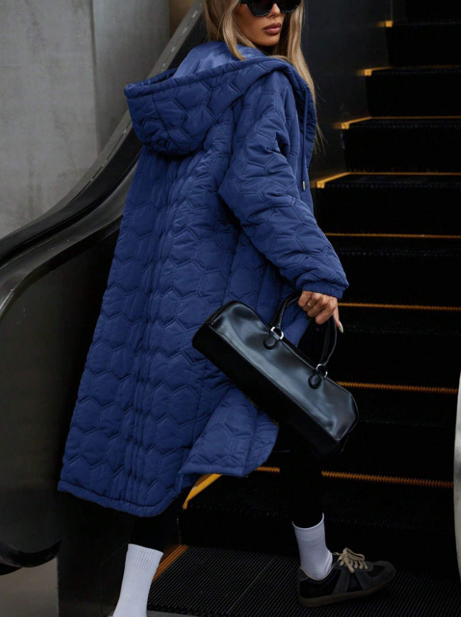 Manteau long duveteux à carreaux