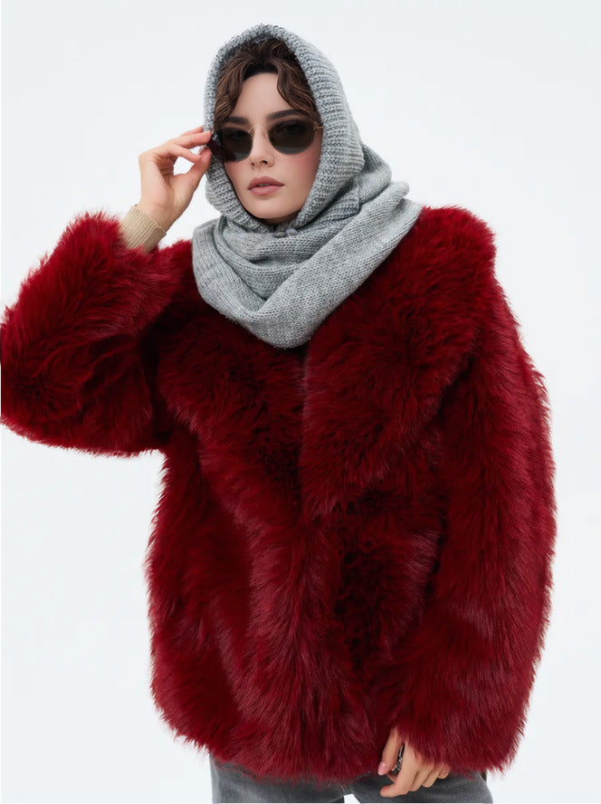 Bonnet tricoté unicolore avec écharpe