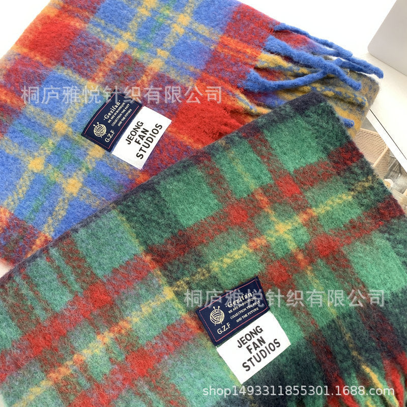 Écharpe chaude en mohair multicolore