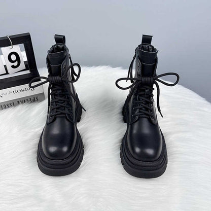 Bottes femme à semelle épaisse – cuir style britannique