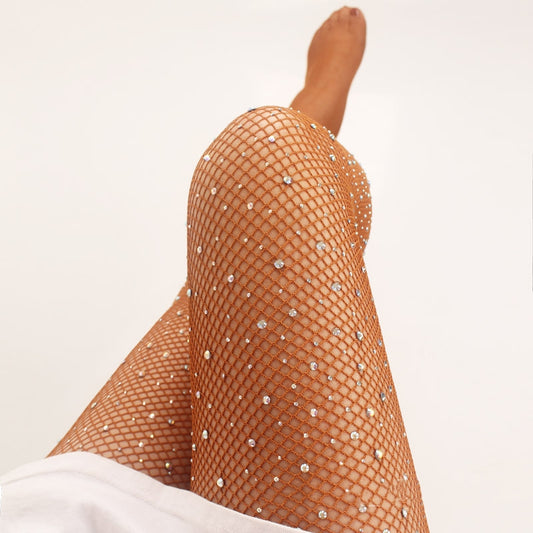 Collants résille avec strass et cristaux