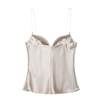 Top satin dos nu femme.