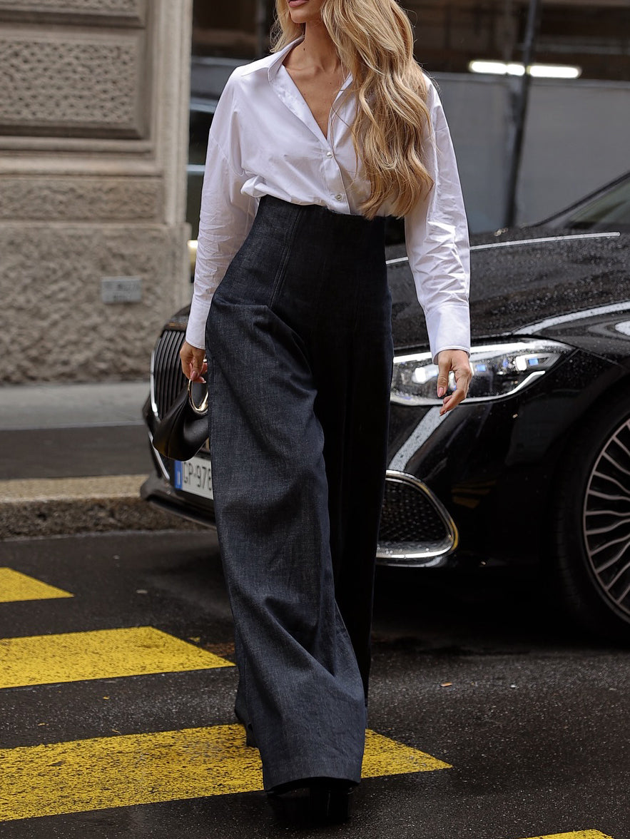 Jean large taille haute