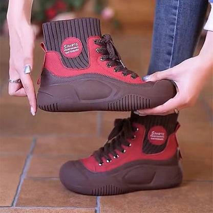 Bottes chaussettes cuir femme