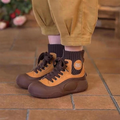 Bottes chaussettes cuir femme