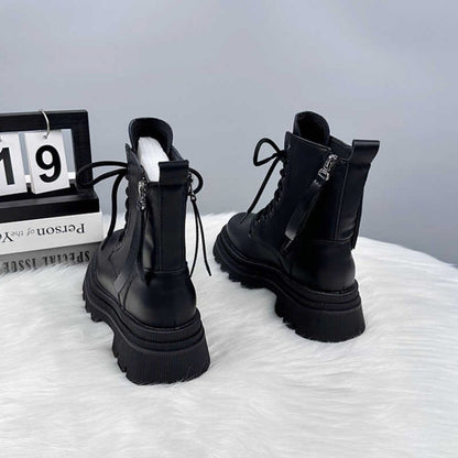 Bottes femme à semelle épaisse – cuir style britannique