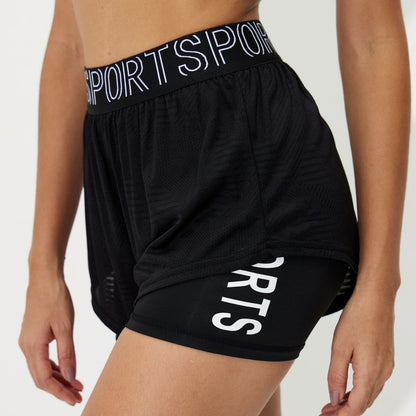 Shorts yoga femme taille mi-haute.