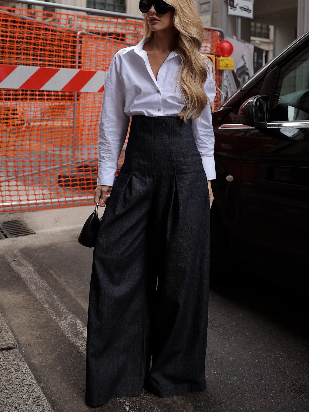 Jean large taille haute