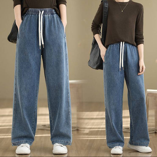 Pantalon Taille Haute Printemps – Jambe Large, Effet Amincissant et Allongean