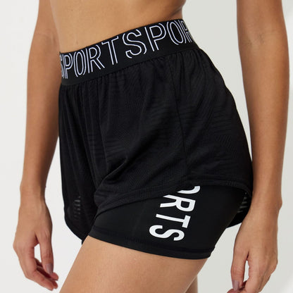 Shorts yoga femme taille mi-haute.
