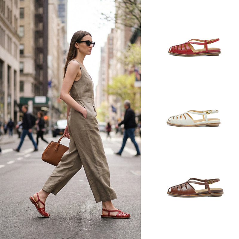 Sandales cuir premium style rétro Fisherman