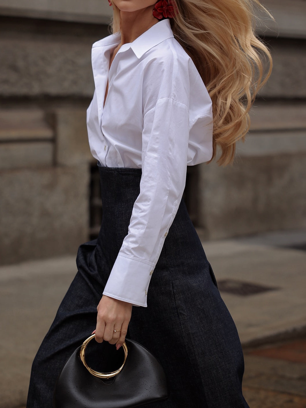 Jean large taille haute