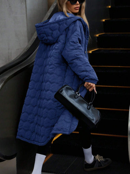 Manteau long duveteux à carreaux